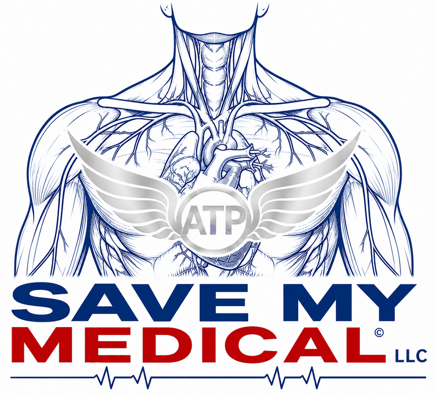 Save My Medical anatomical illustration with aviator wings and an ATP badge